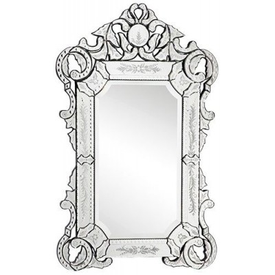 49" Luce Mirror Venetian Style Metal Embellished Frame Silver Antique Etched   332707144853